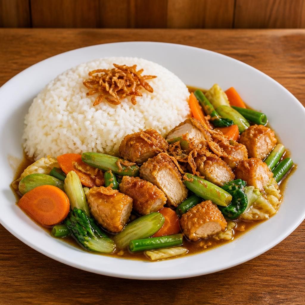 Bakmi Golek Nasi Capcay Ayam